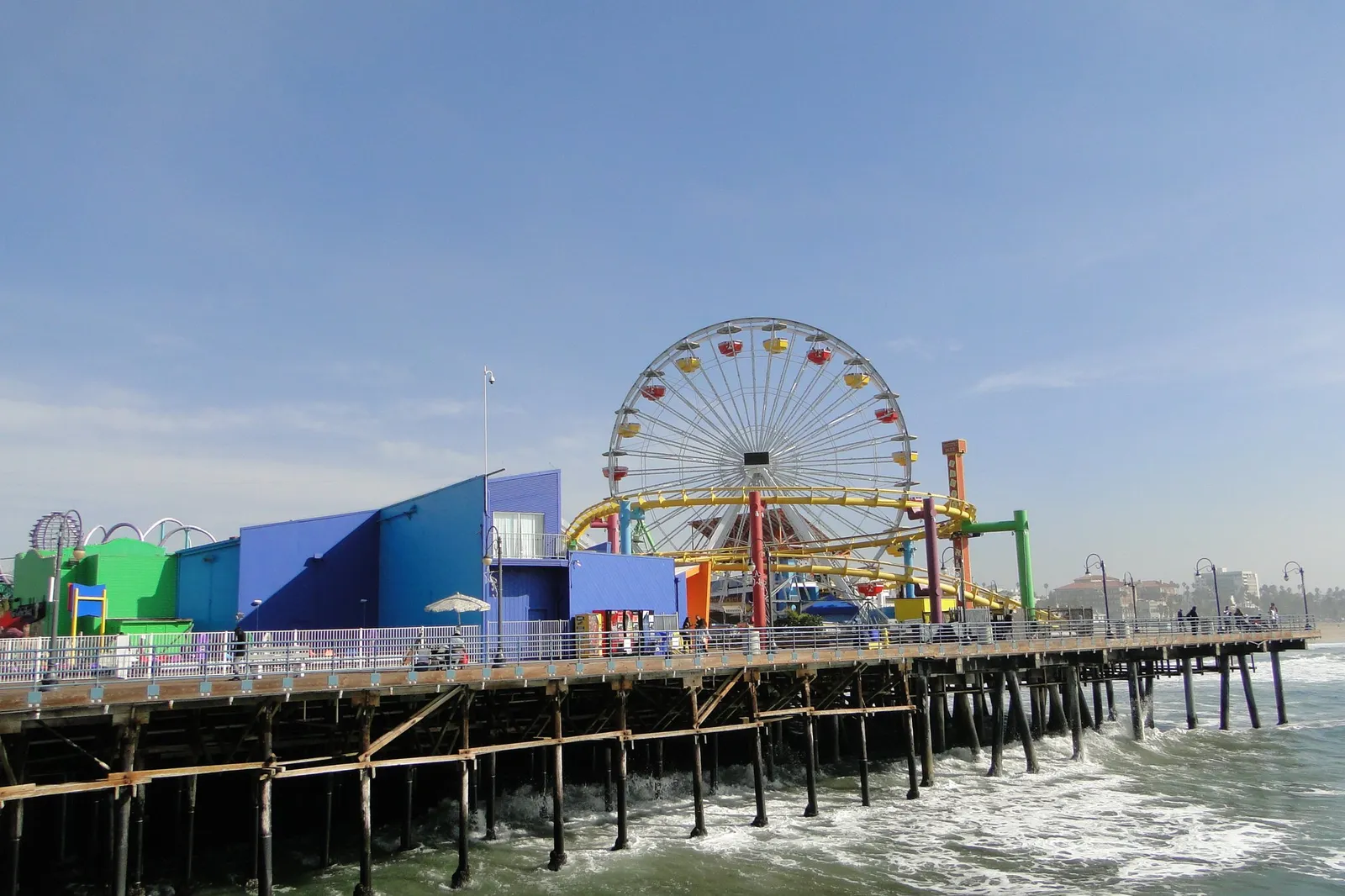 The Santa Monica Pier Ferris wheel against the sky