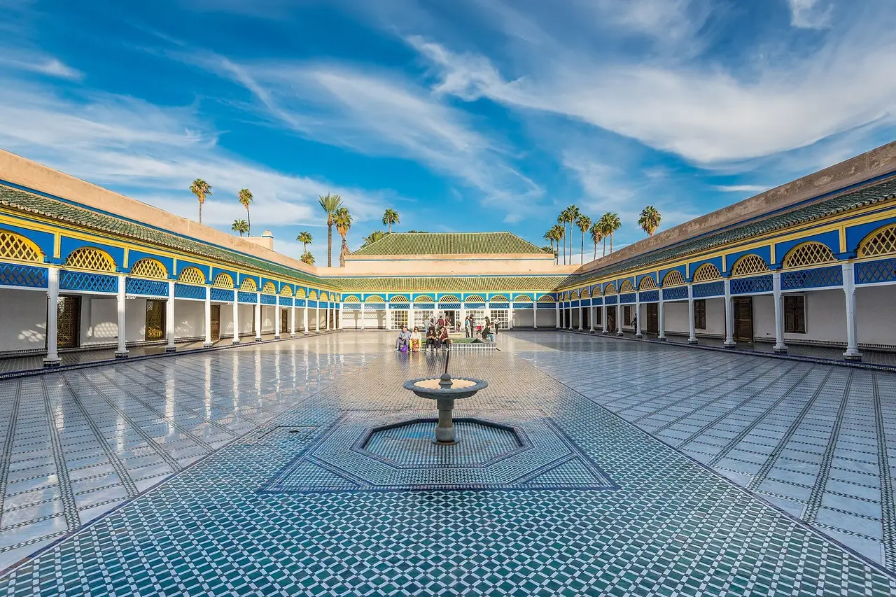 The tiled great courtyard of the Bahia Palace