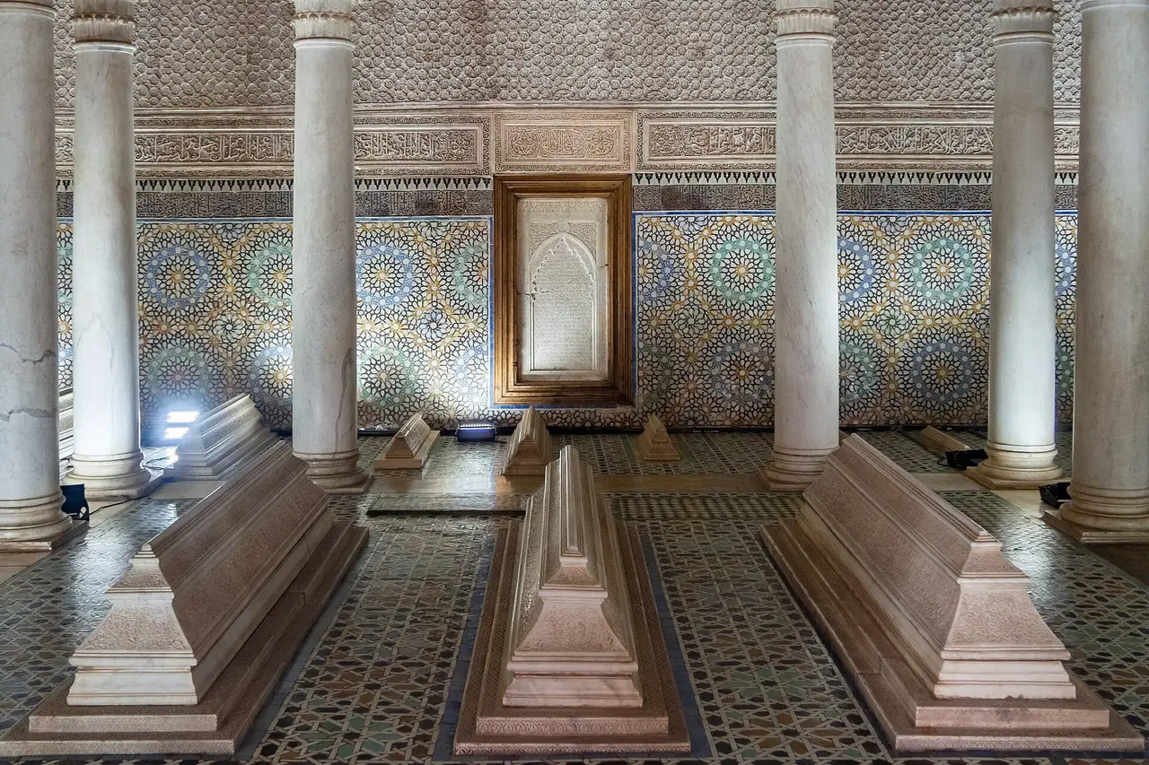 The carved hall of the Saadian Tombs