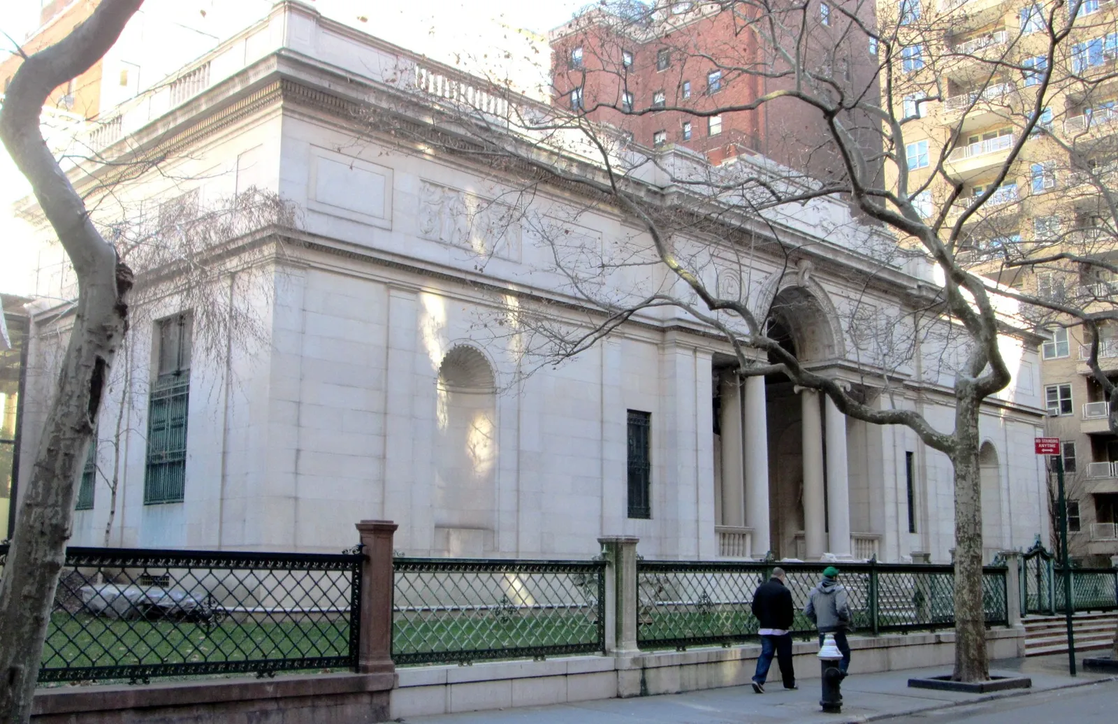The Morgan Library’s marble building and loggia on 36th Street