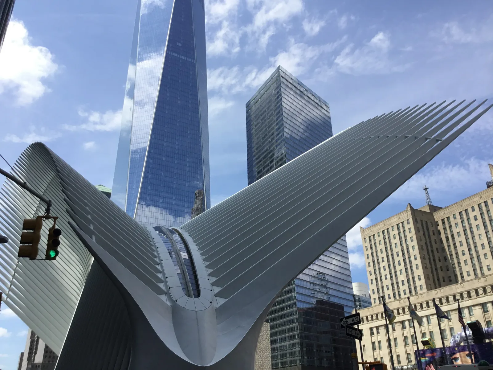 Calatrava’s white Oculus beneath One World Trade Center