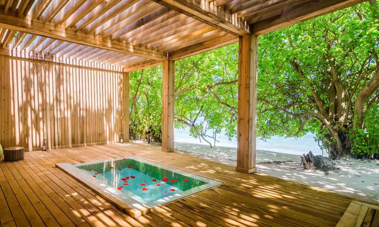 A small covered bath in the spa area