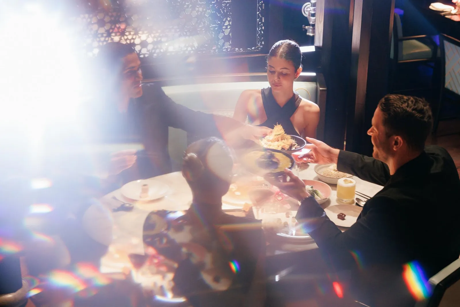 Dinner at Hakkasan in warm light