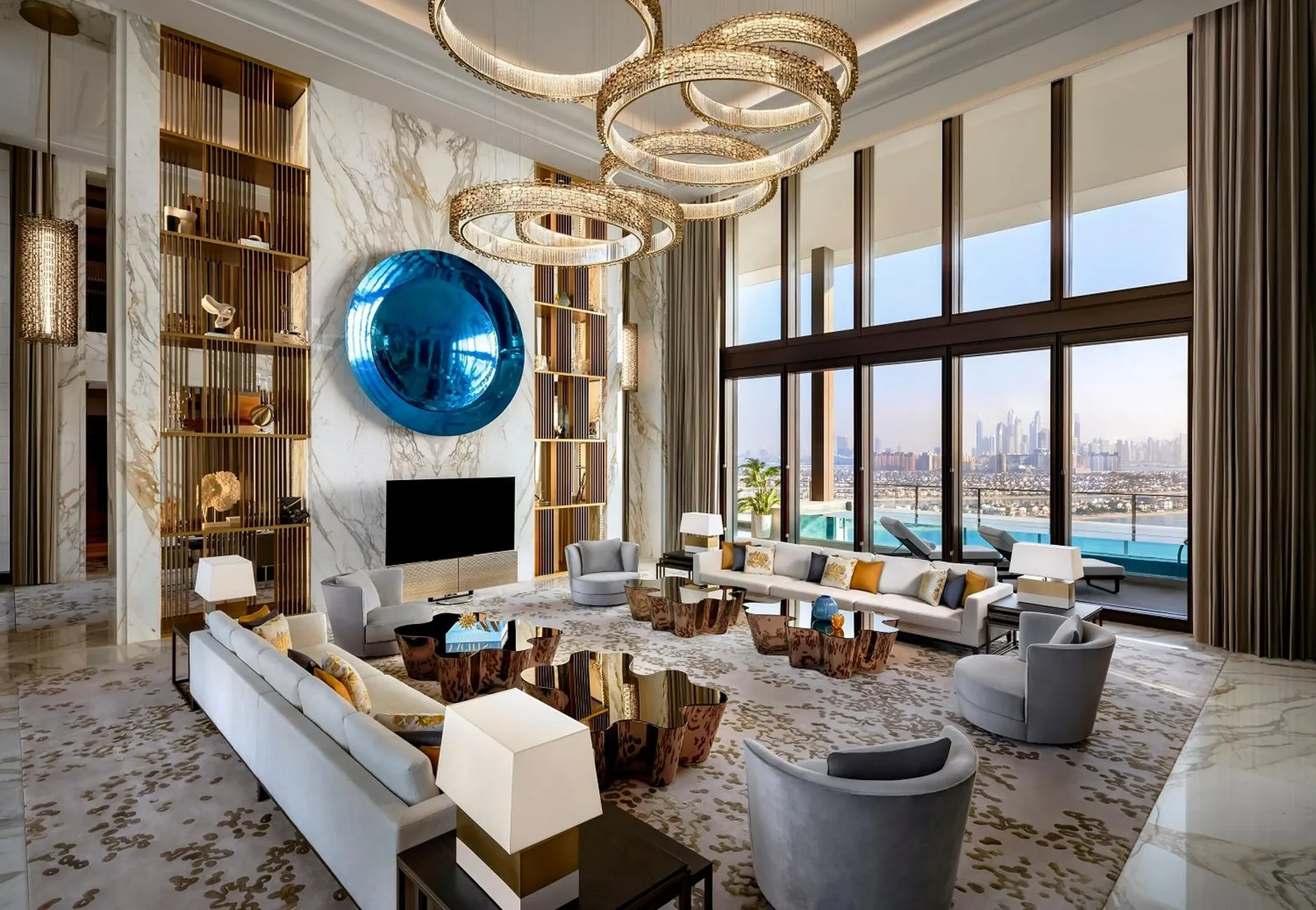 The Royal Mansion’s large white living room