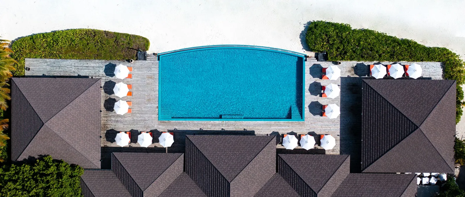 The Sunset’s adults-only pool from above, loungers on either side