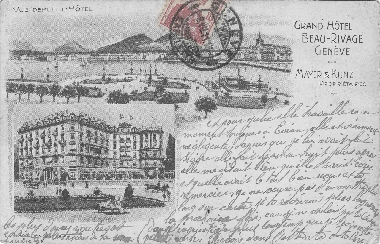 An old postcard of the Grand Hôtel Beau-Rivage