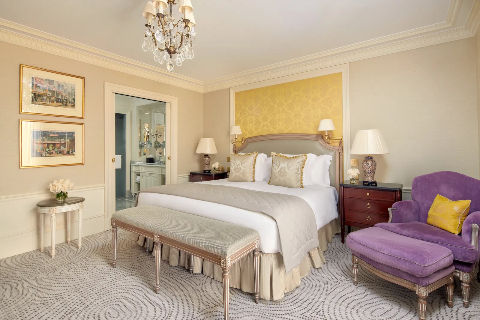 A Prestige Ville View with a yellow silk headboard