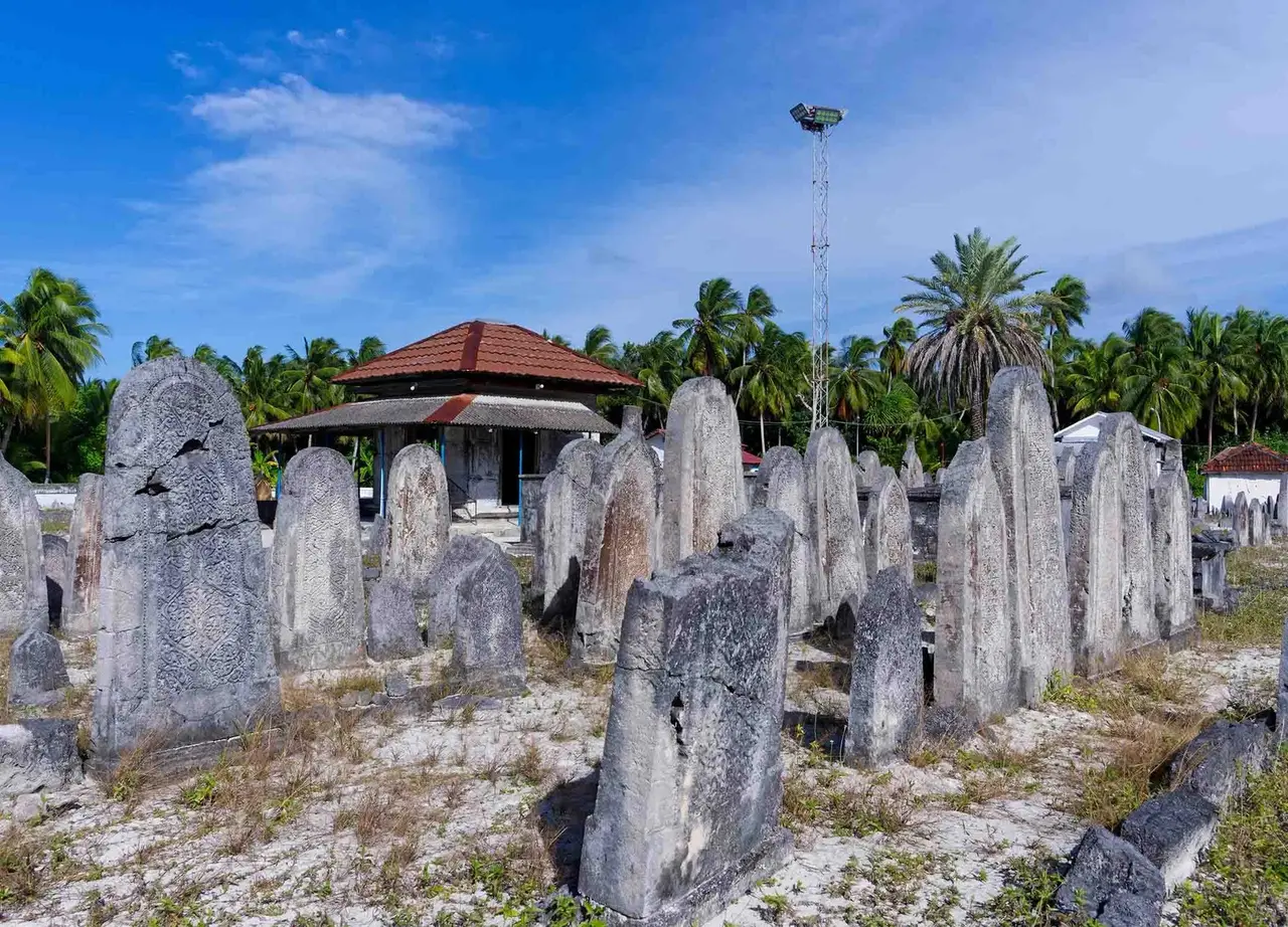 The coral gravestones of Koagannu cemetery on Meedhoo