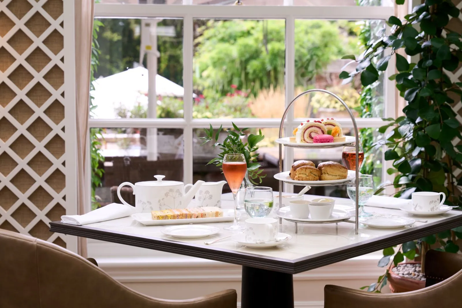An afternoon tea stand by the window
