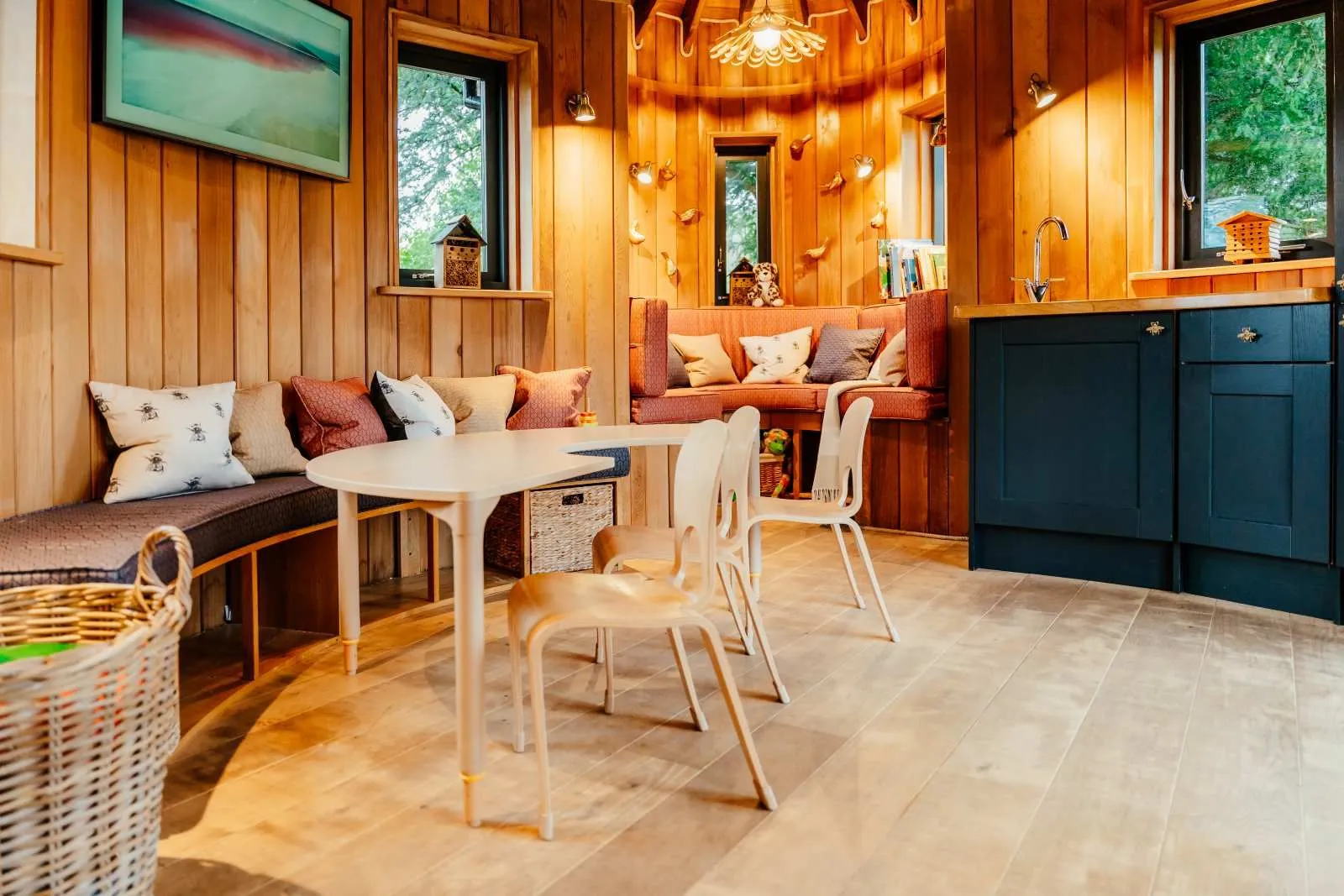 The timber interior of The Beehive kids’ club