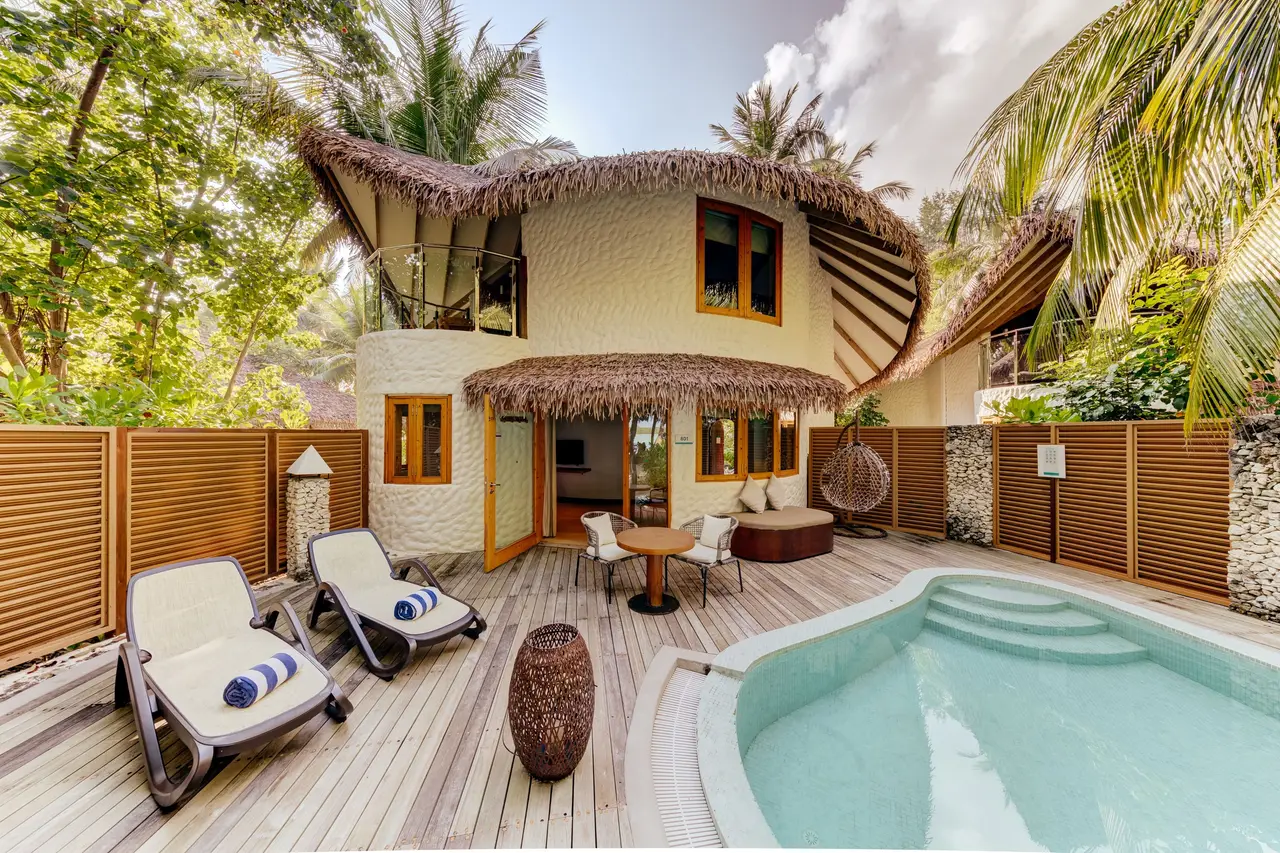 The 2-storey Beach Suite with Pool with its private pool in front