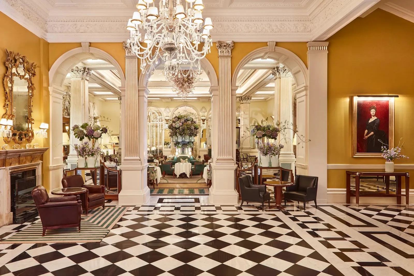 The checkerboard marble lobby at Claridge’s