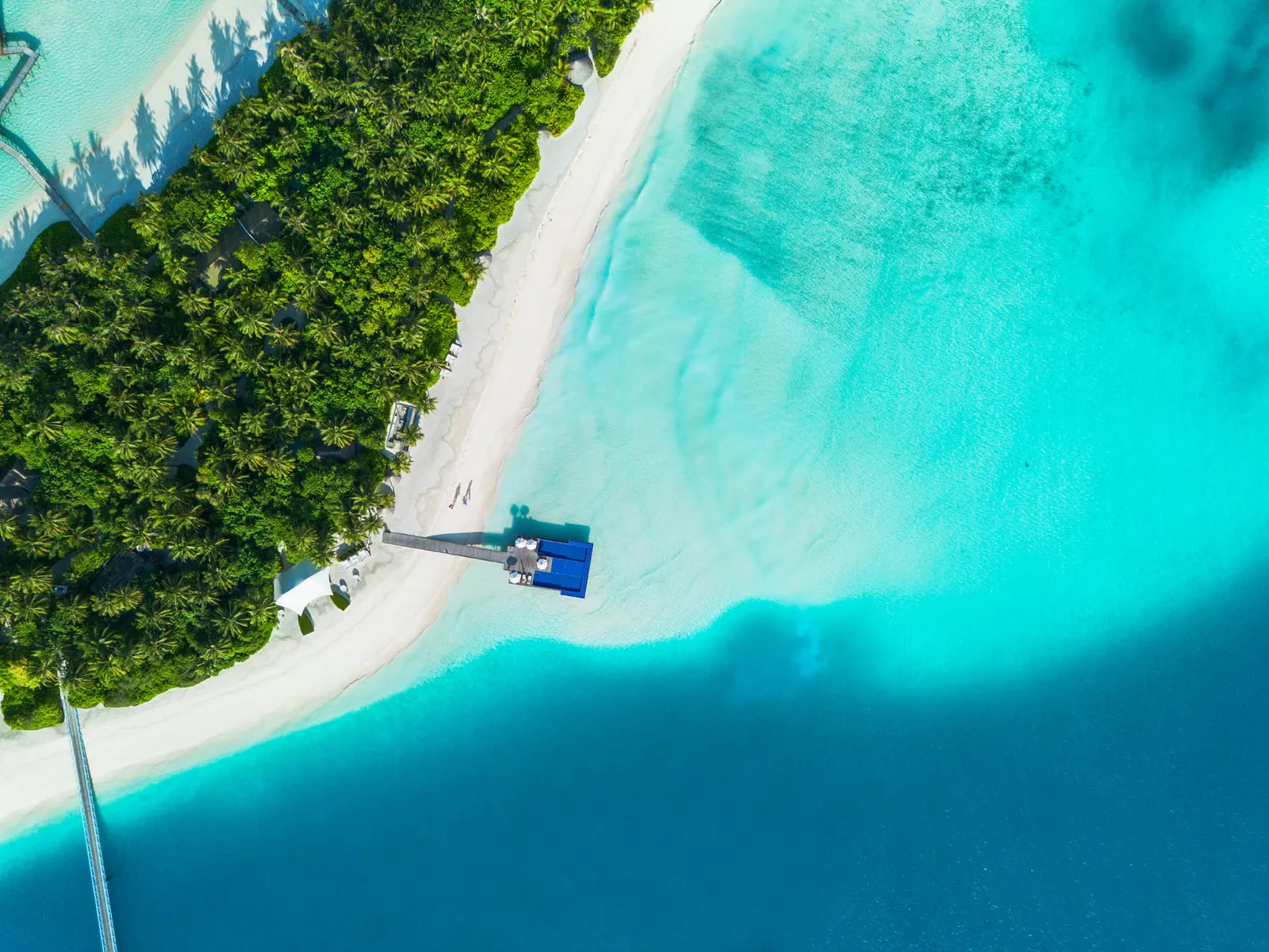 The Quiet Zone from the air: the pool, the sand and the reef