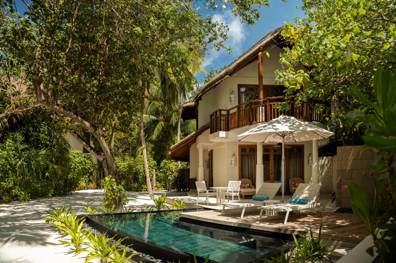 The 2-storey building and pool of the Double Storey Beach Villa.