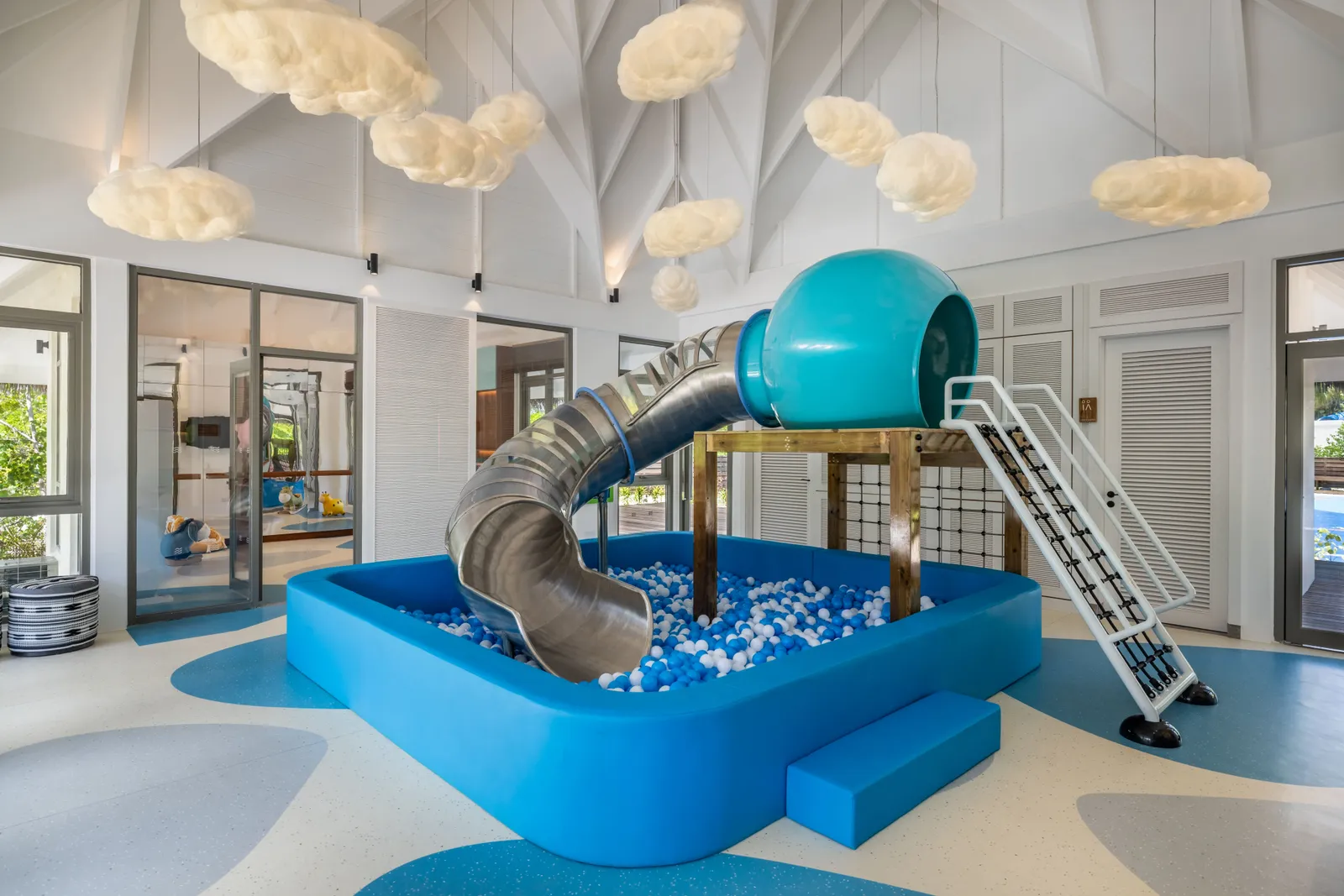 The play room of the Kids’ Club at dusitD2 Feydhoo Maldives.