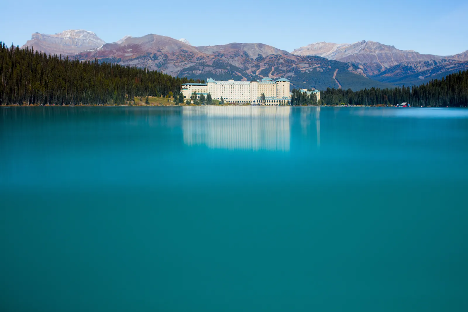 The Chateau on the shore of turquoise Lake Louise