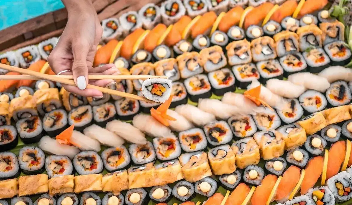 A tray of sushi prepared at the resort.