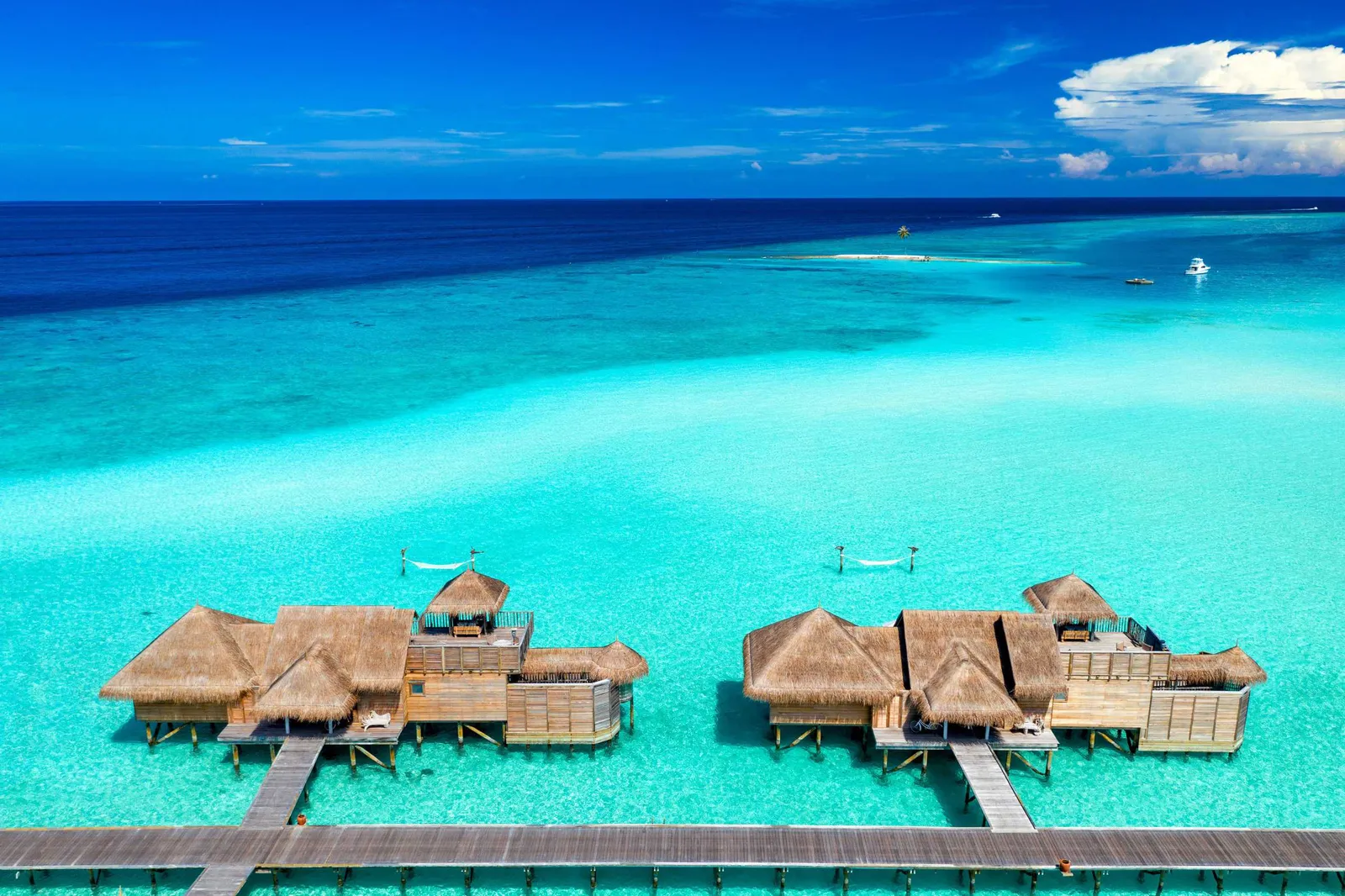 The Gili Lagoon Villas from the air, on the lagoon facing west