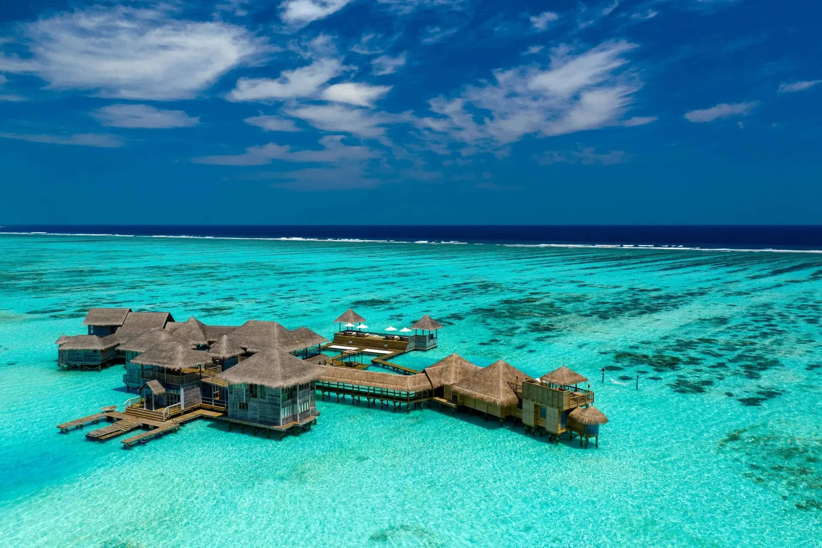 The Private Reserve from the air, alone in the middle of the lagoon