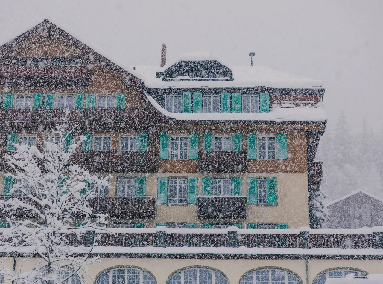 Il Grand Hotel Belvedere di Wengen sotto la neve