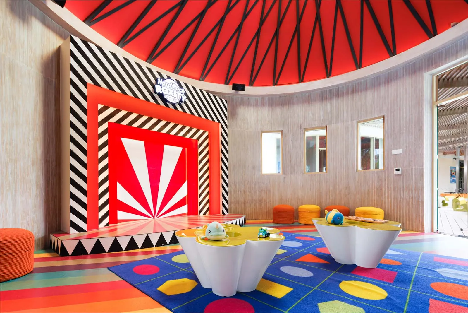 The stage of the Roxity Kids Club at Hard Rock Hotel Maldives.