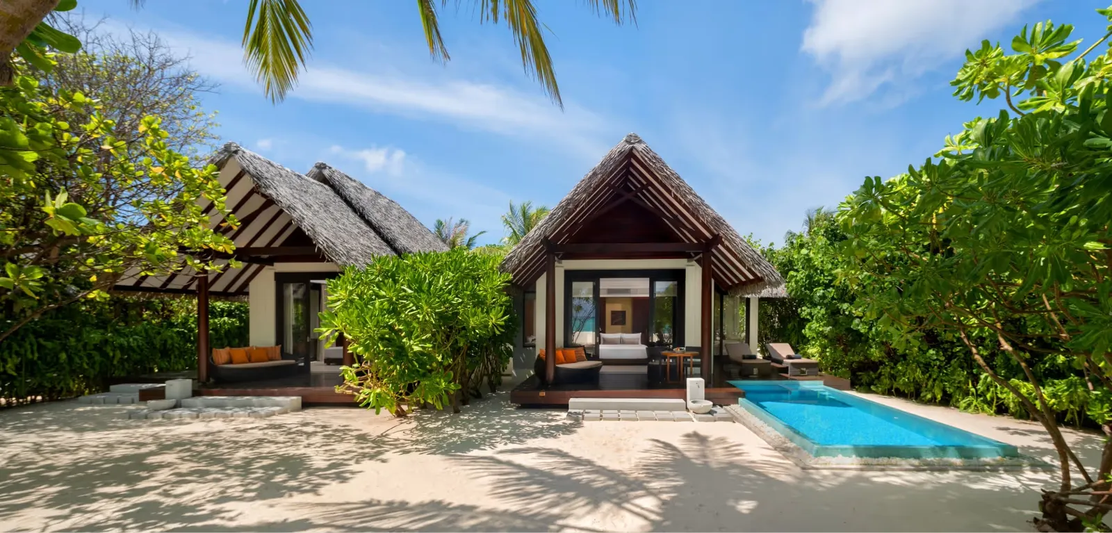 Family Pool Beach Villa and pool among vegetation