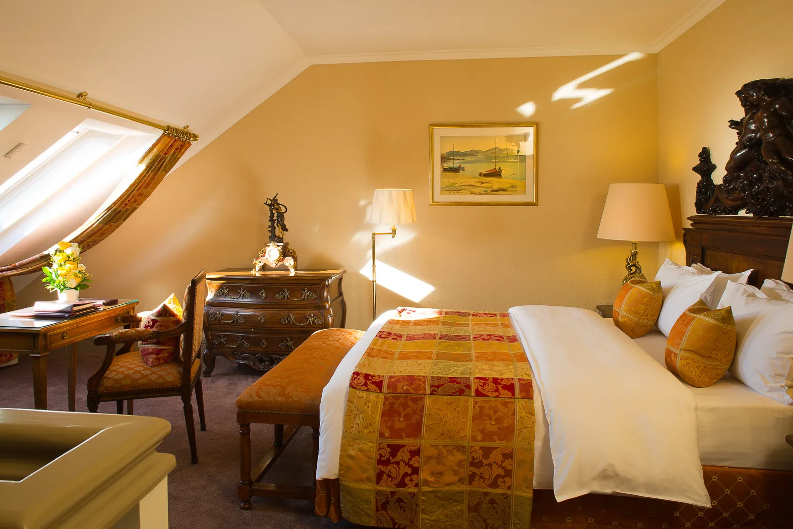 A room under the roof beams