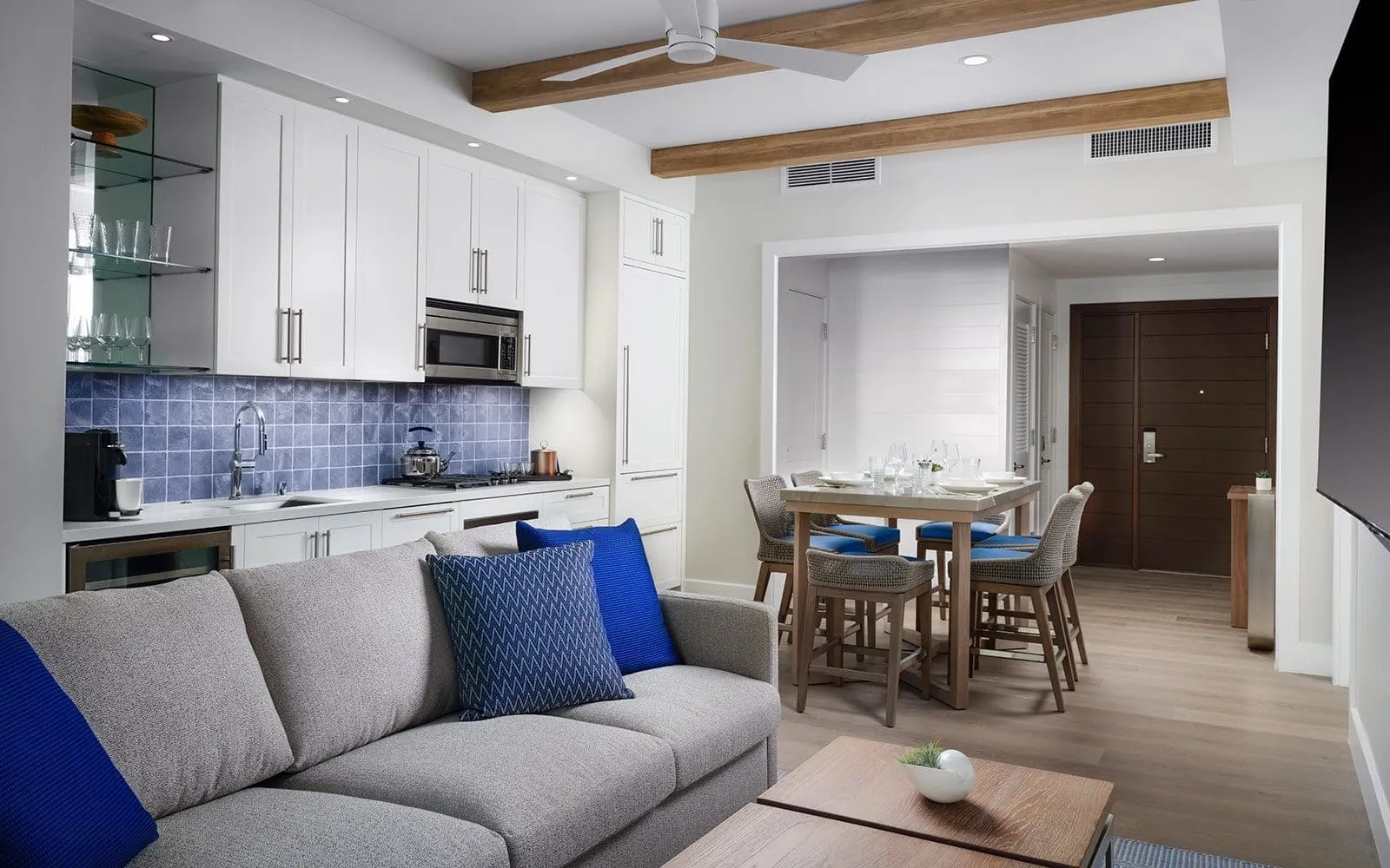 Shore House Residence living room and kitchen