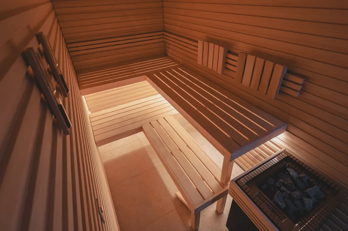 La sauna rivestita di legno della Villa Honegg
