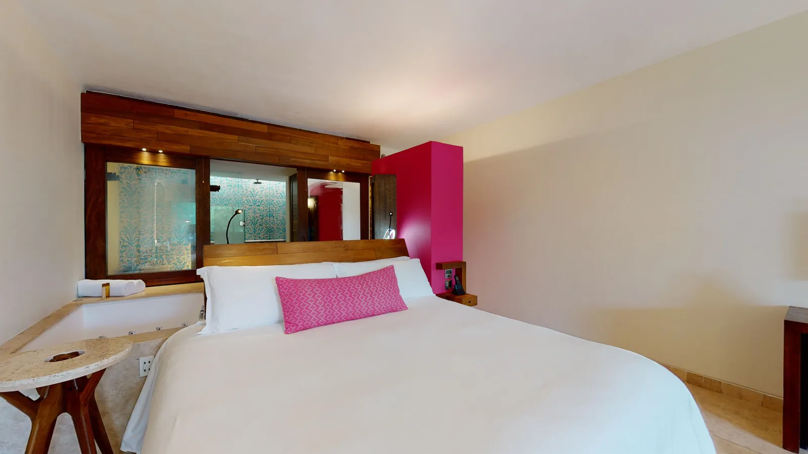 Garden Swim Up bedroom with a tub beside the bed