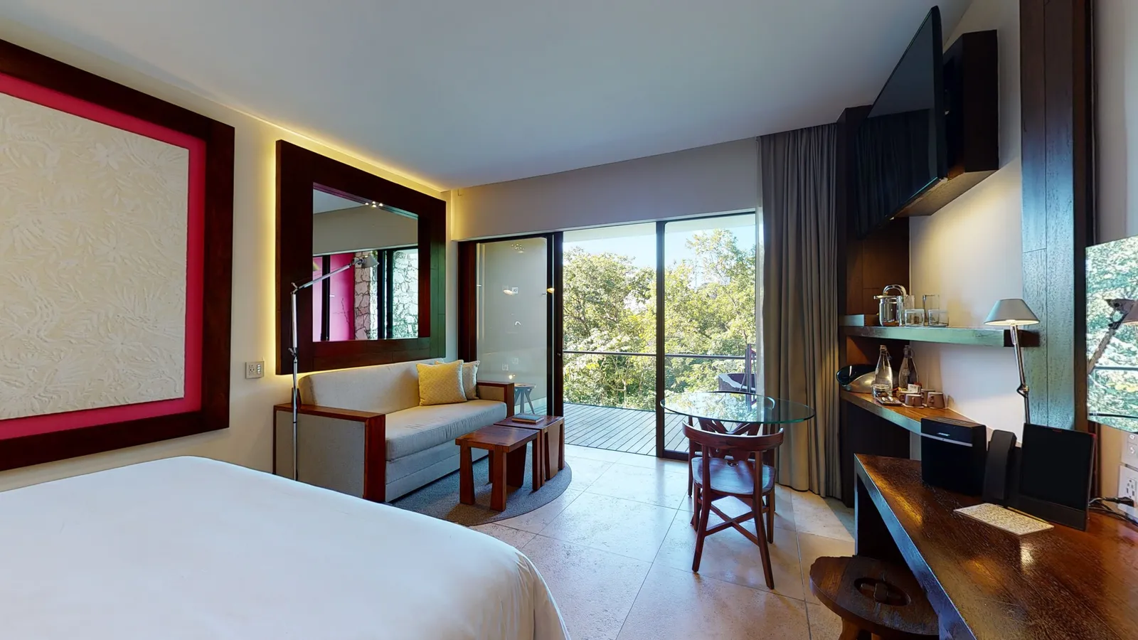 Garden Spa Suite for Adults with a sofa and leafy terrace