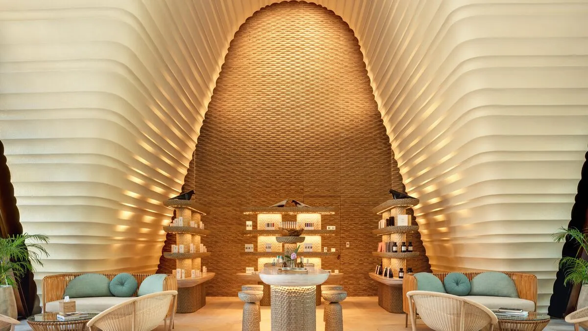 A room at Areka, the wellbeing centre, with curved walls