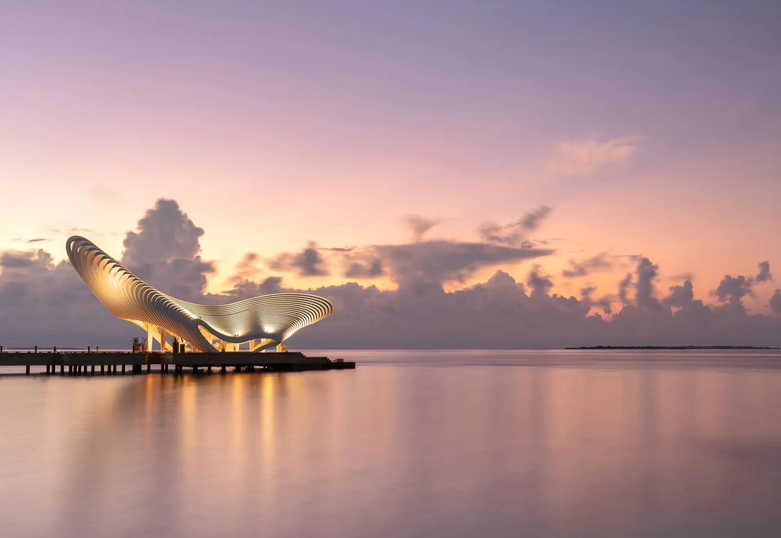 The Gate of Zero, the pavilion over the water, at sunset