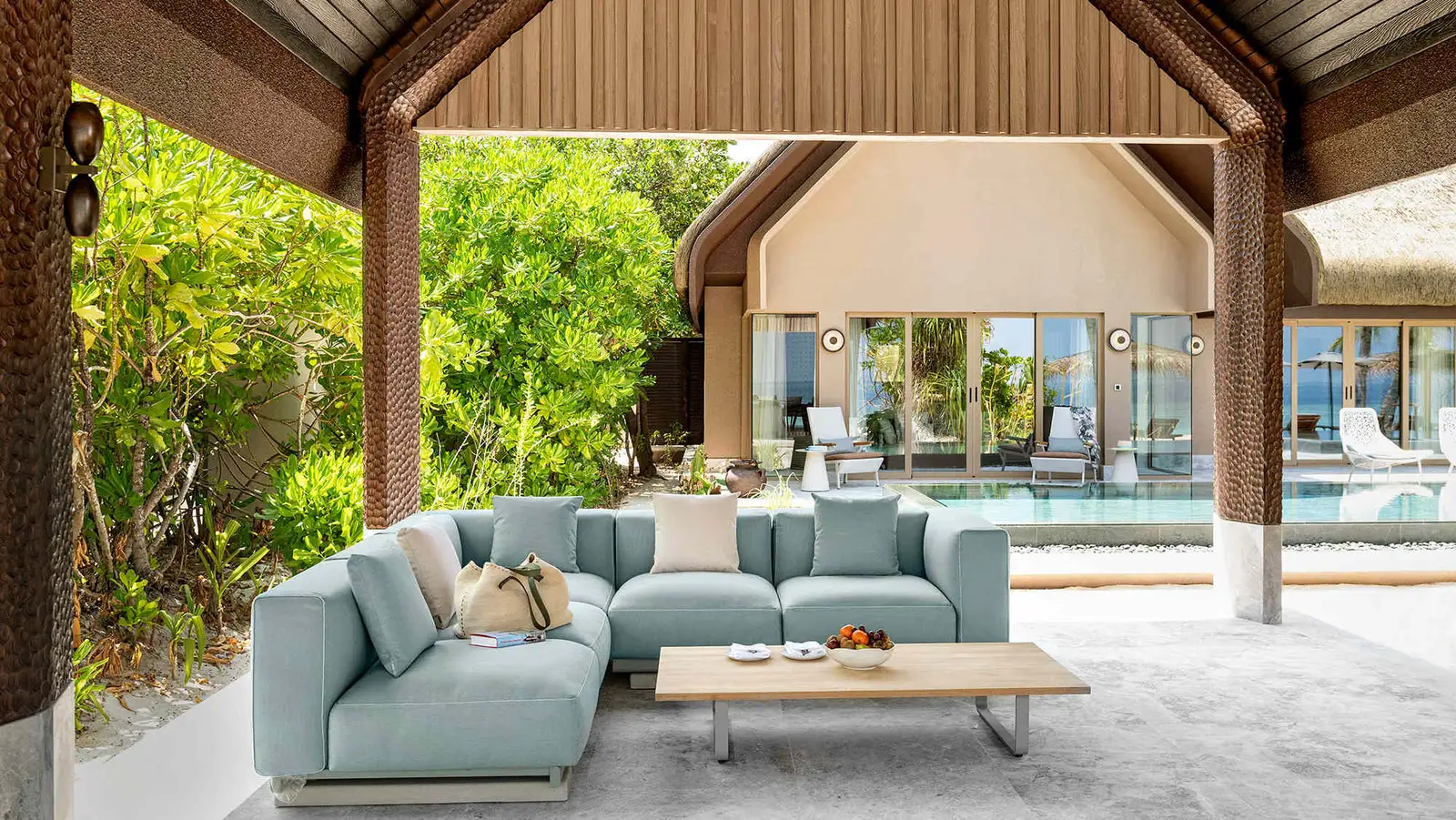 A Two Bedroom Wellbeing Beach Pool Villa’s outdoor sitting room