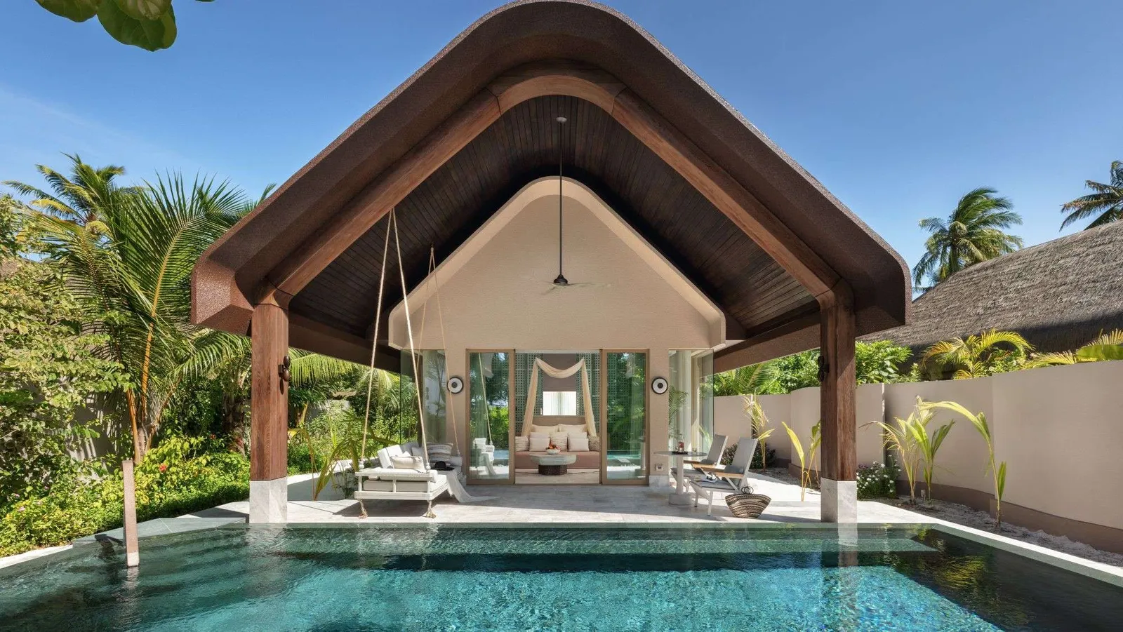 A Beach Pool Villa, its pavilion before the pool