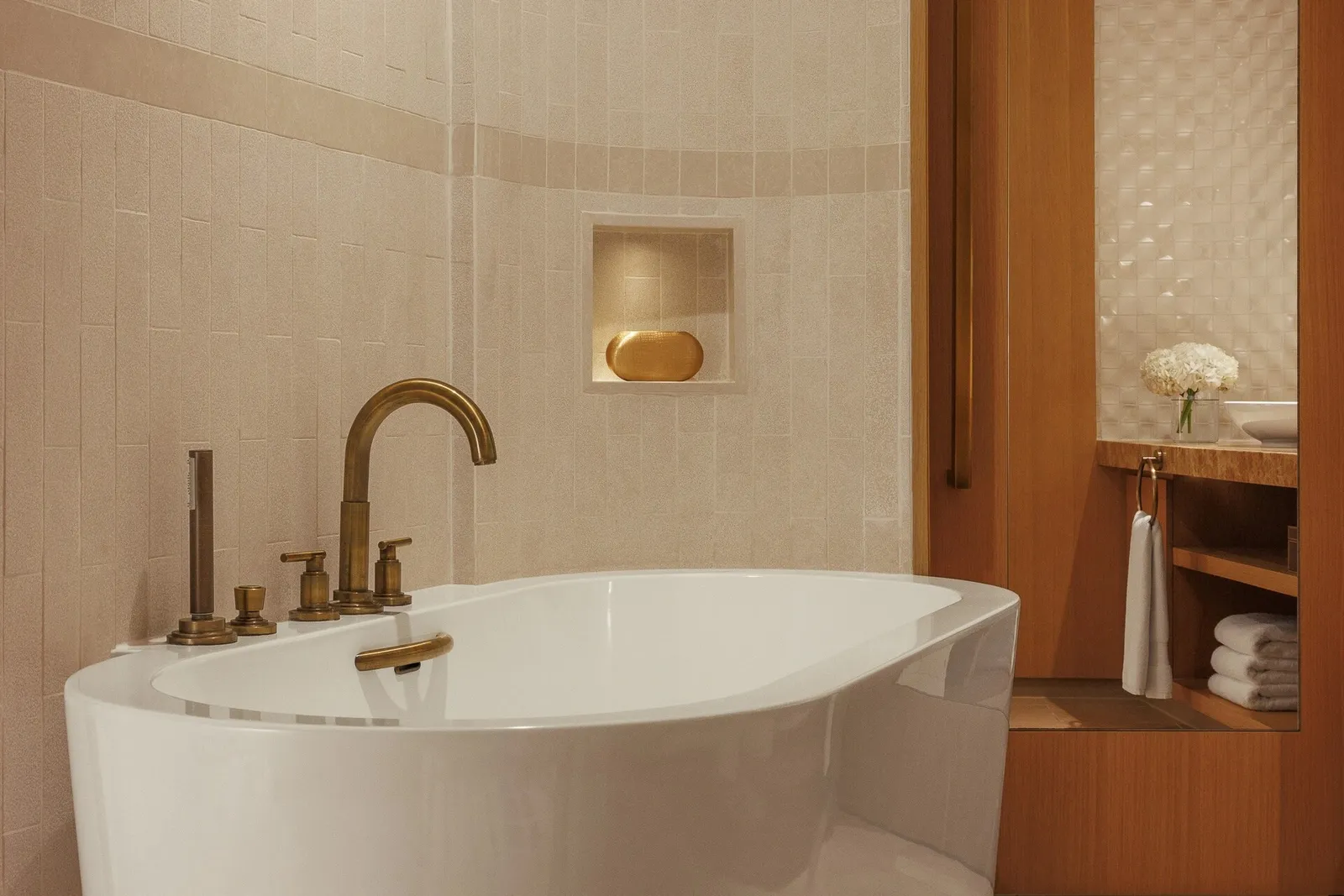 The freestanding bath with brass taps