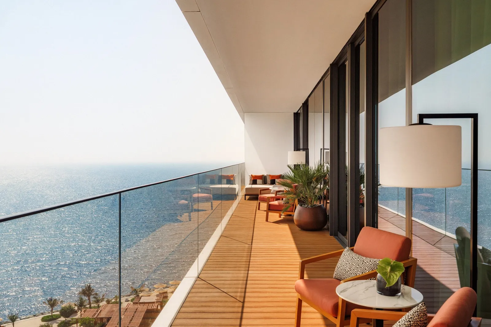 A long wooden terrace above the sea