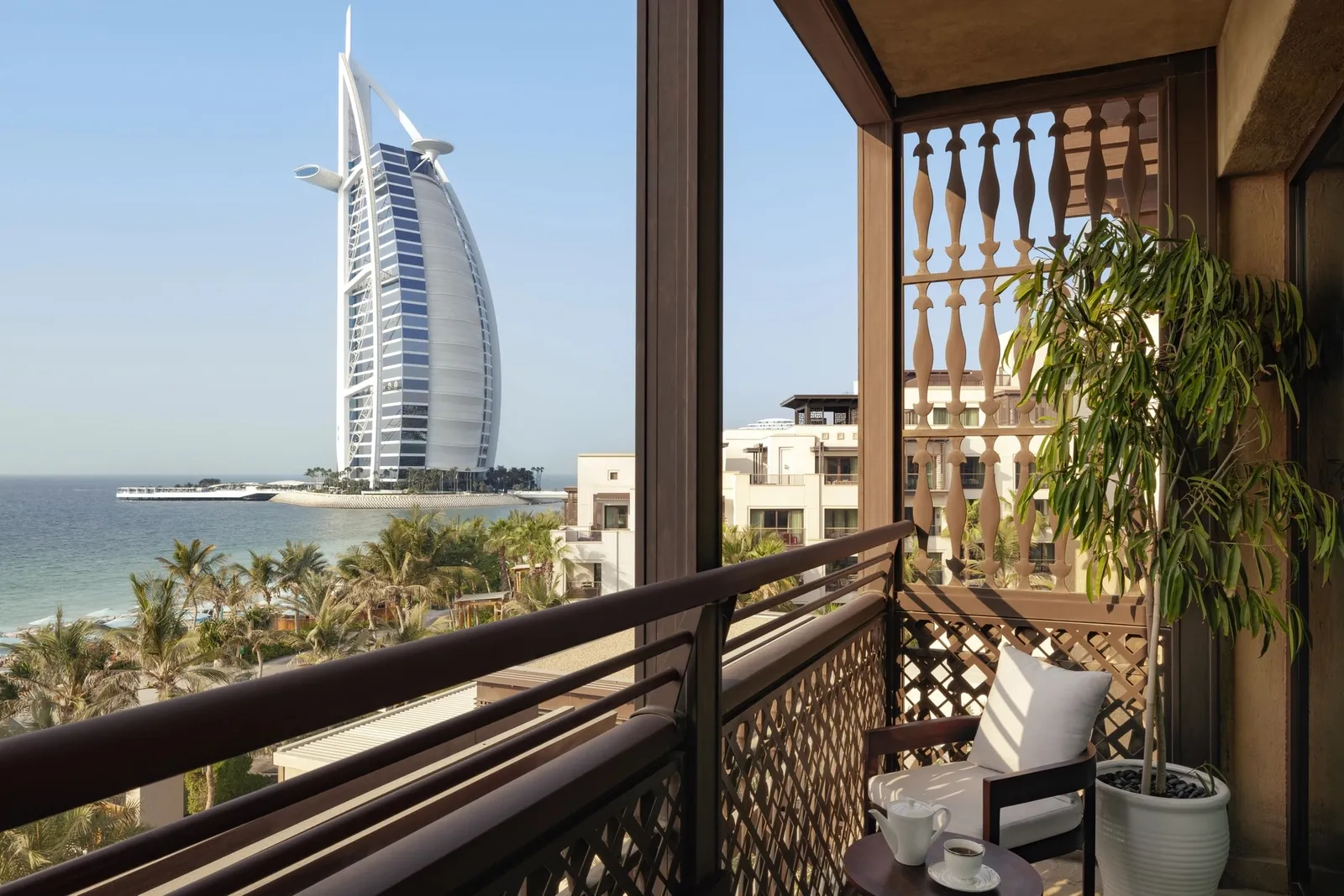 The Ocean Junior Suite balcony looking towards Burj Al Arab