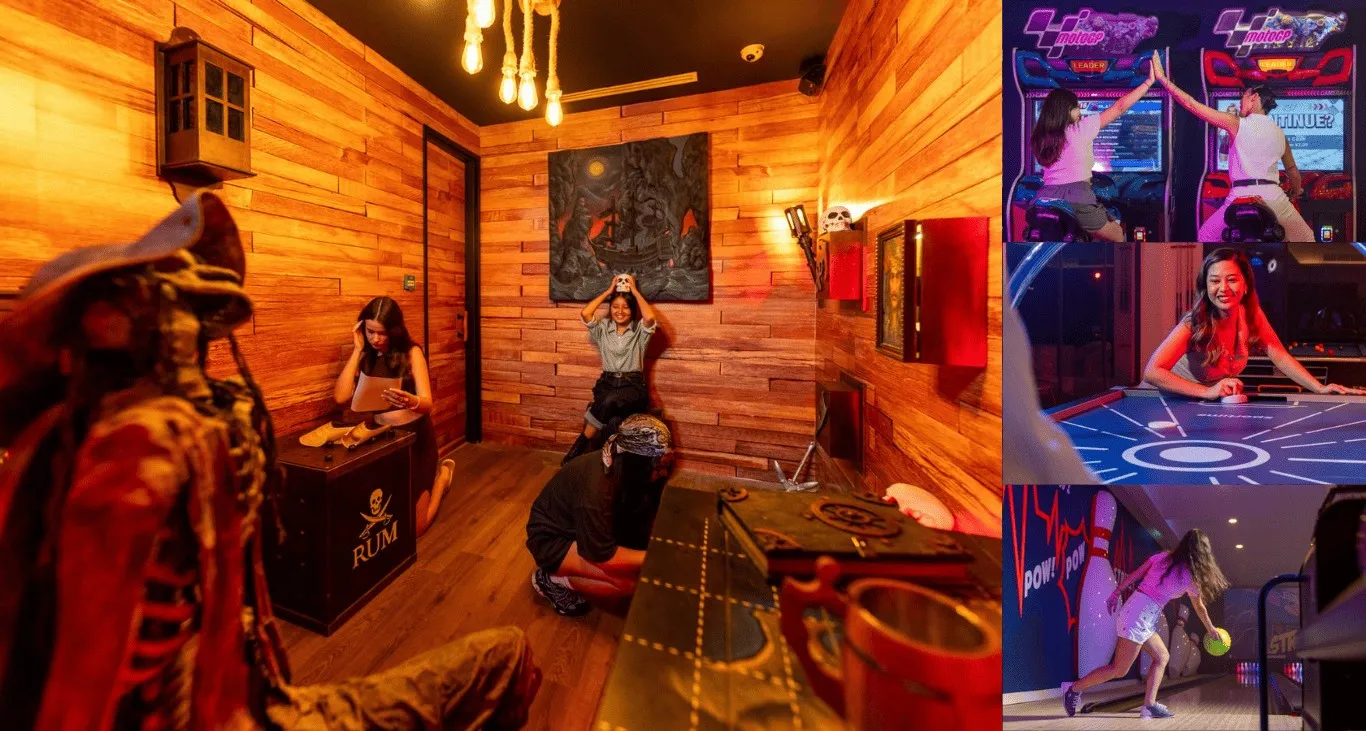 PlaySpace’s rooms, with virtual reality and arcade games