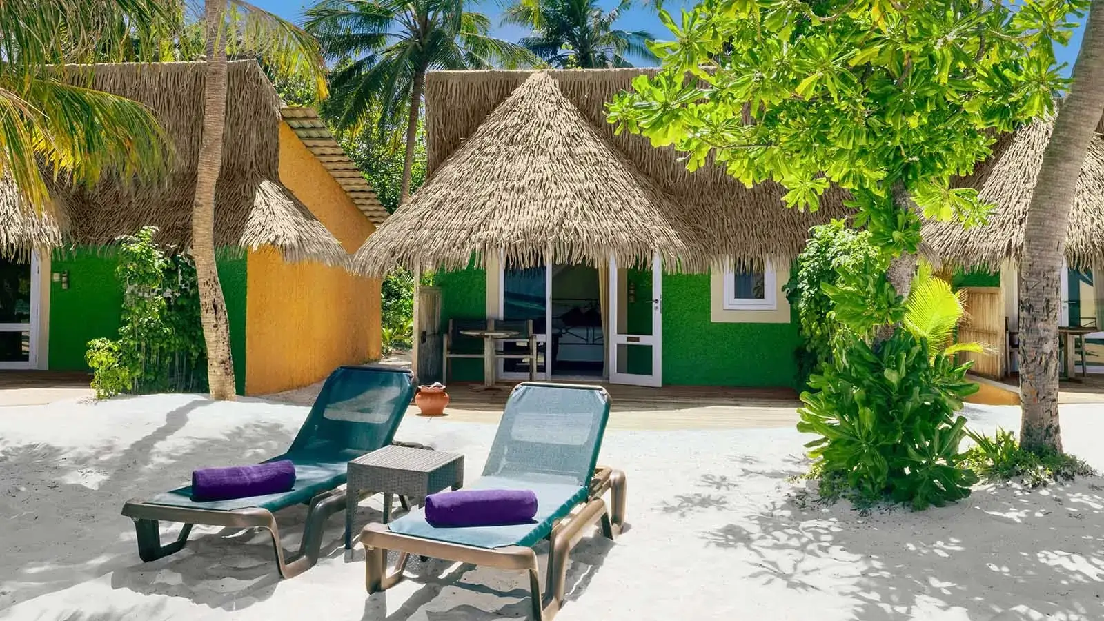 Premium Beach Bungalow with 2 loungers on the sand