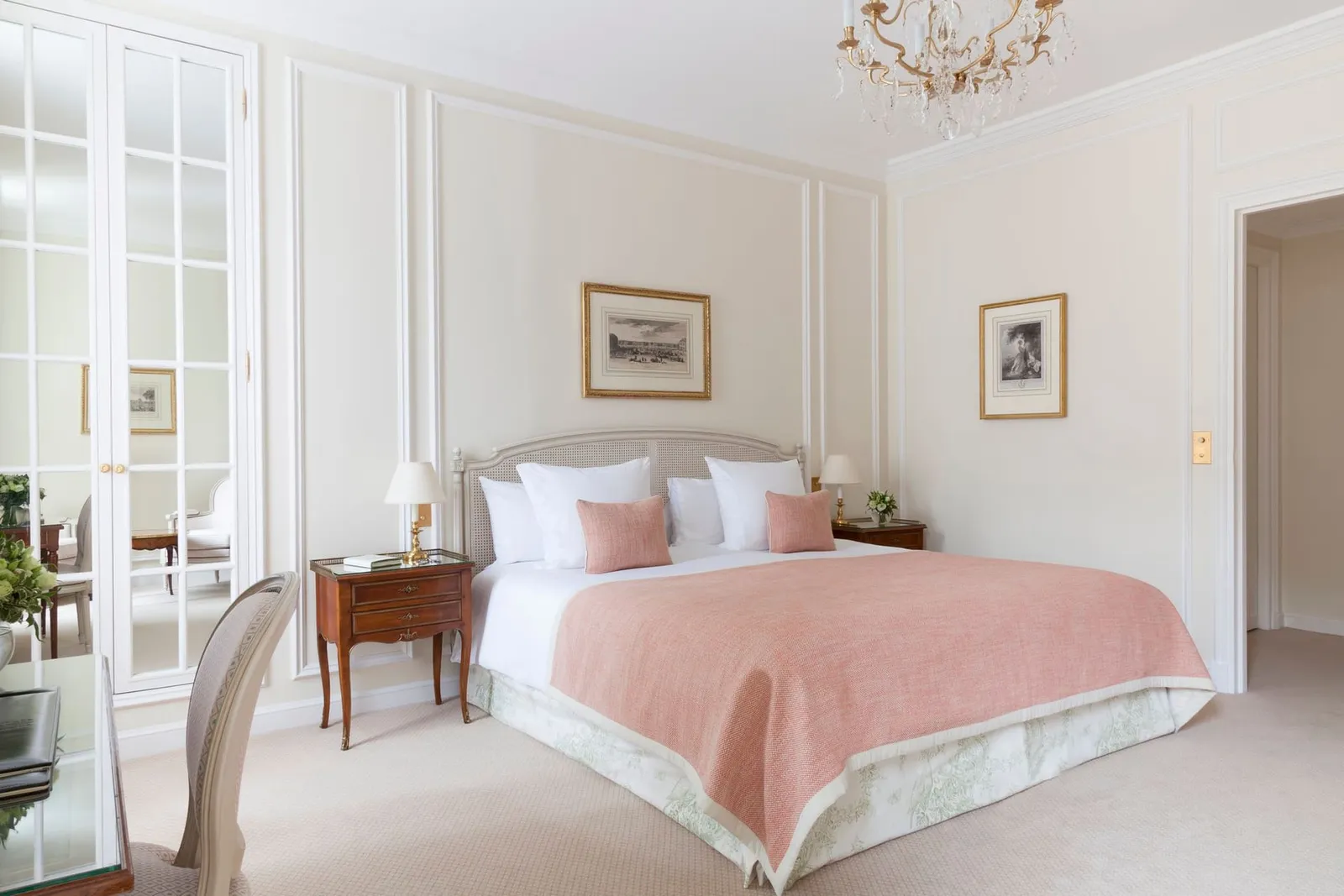 The interior of Deluxe Room with garden view · Le Bristol Paris