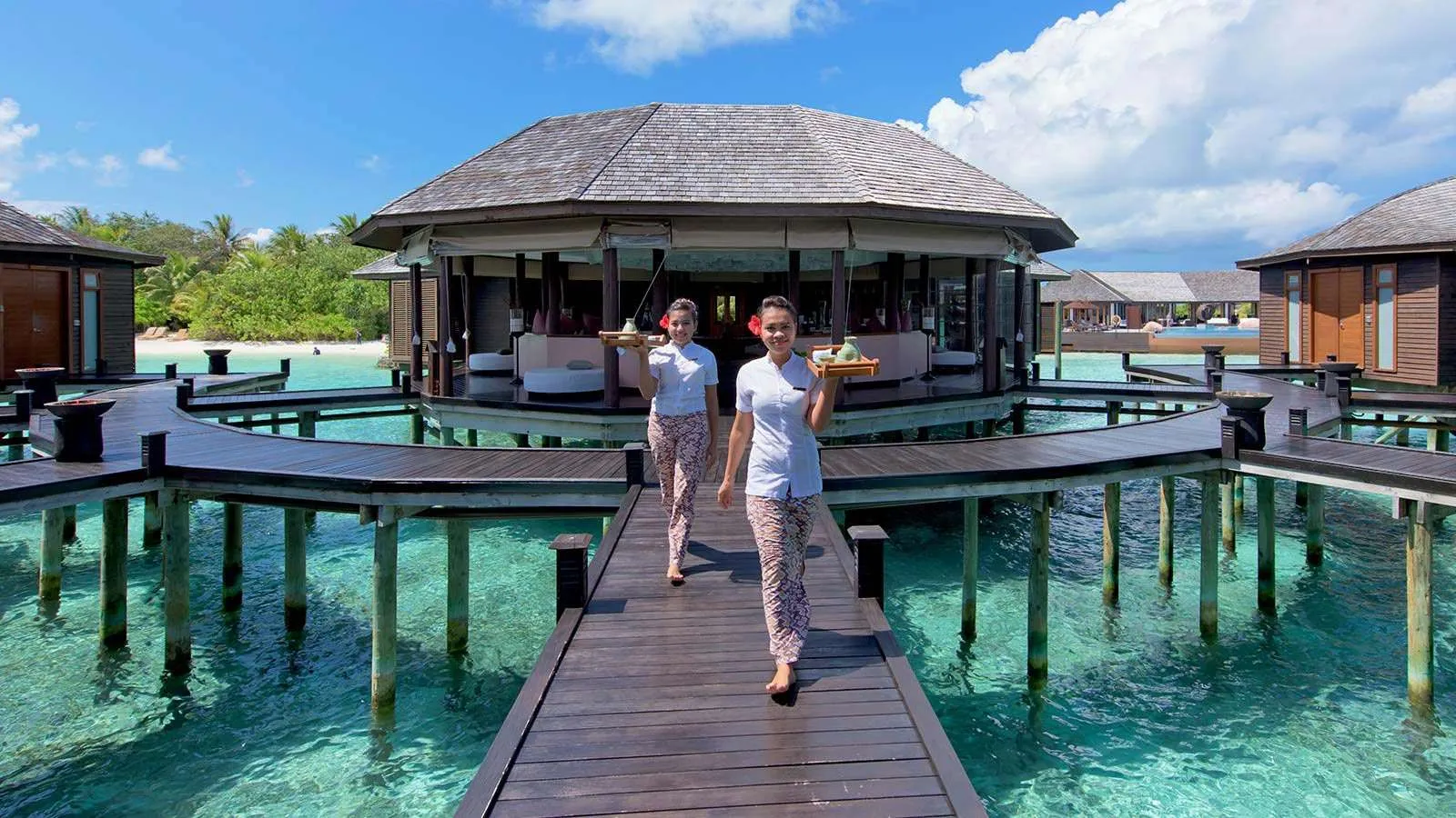 The Tamara Spa jetty and its treatment pavilions over the water