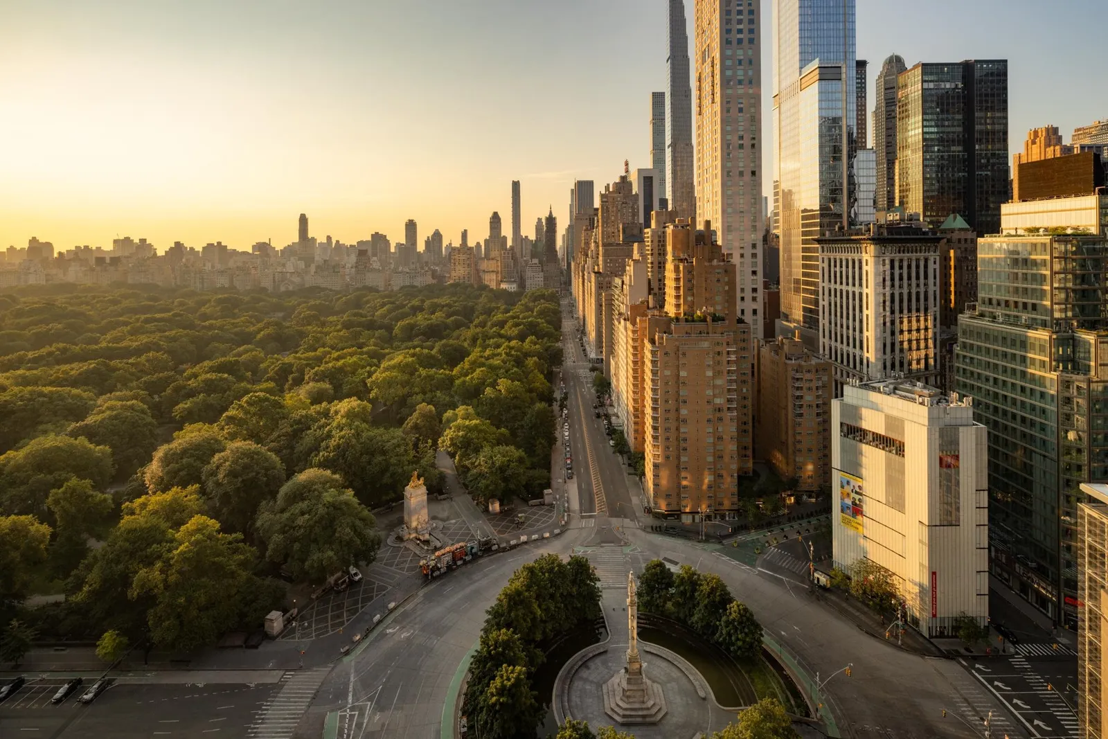 Columbus Circle e Central Park al tramonto