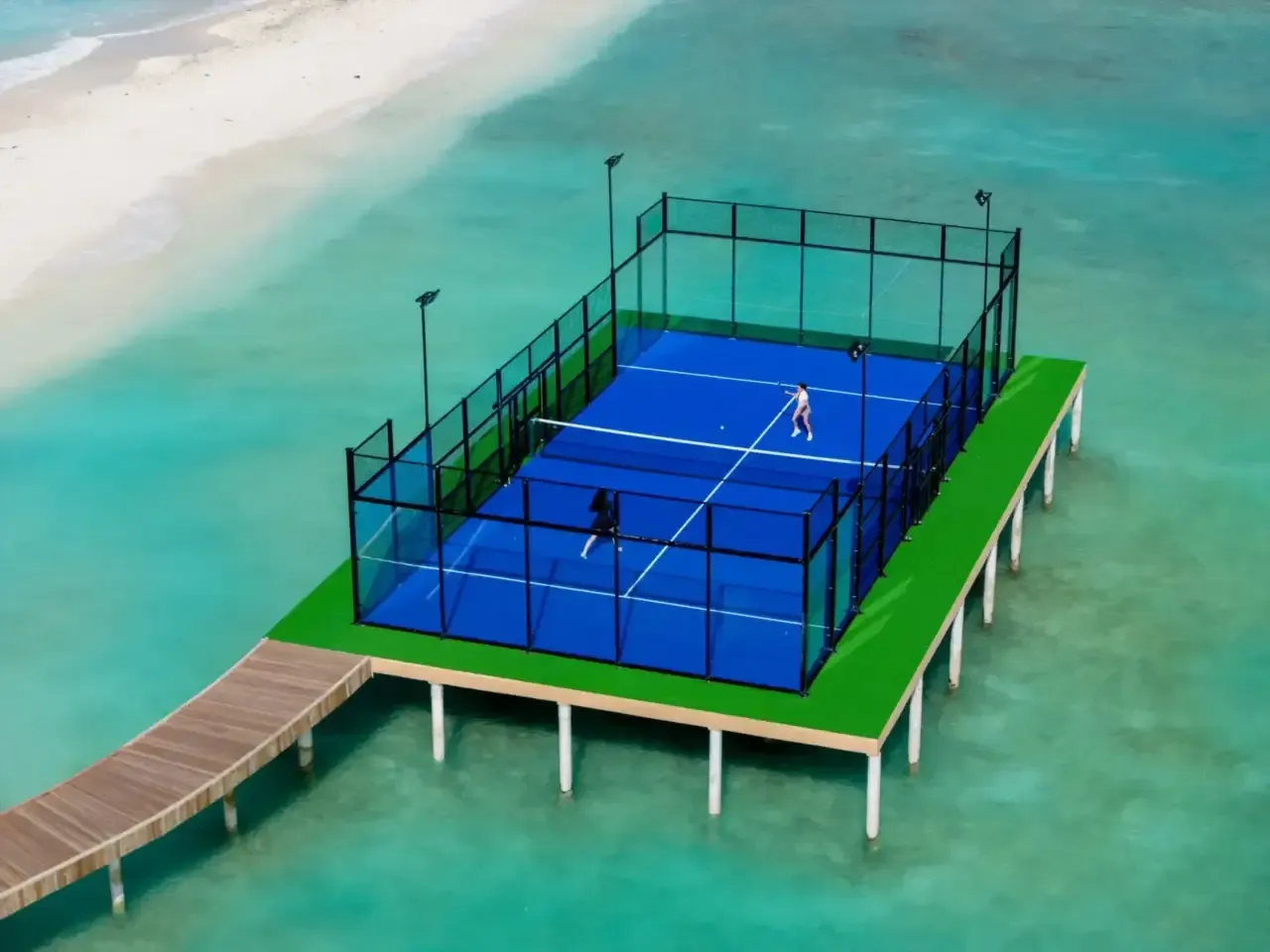 The padel court over the water.