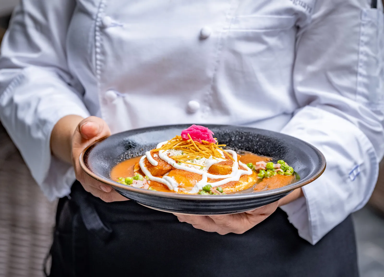A breakfast dish presented at Café de la Playa