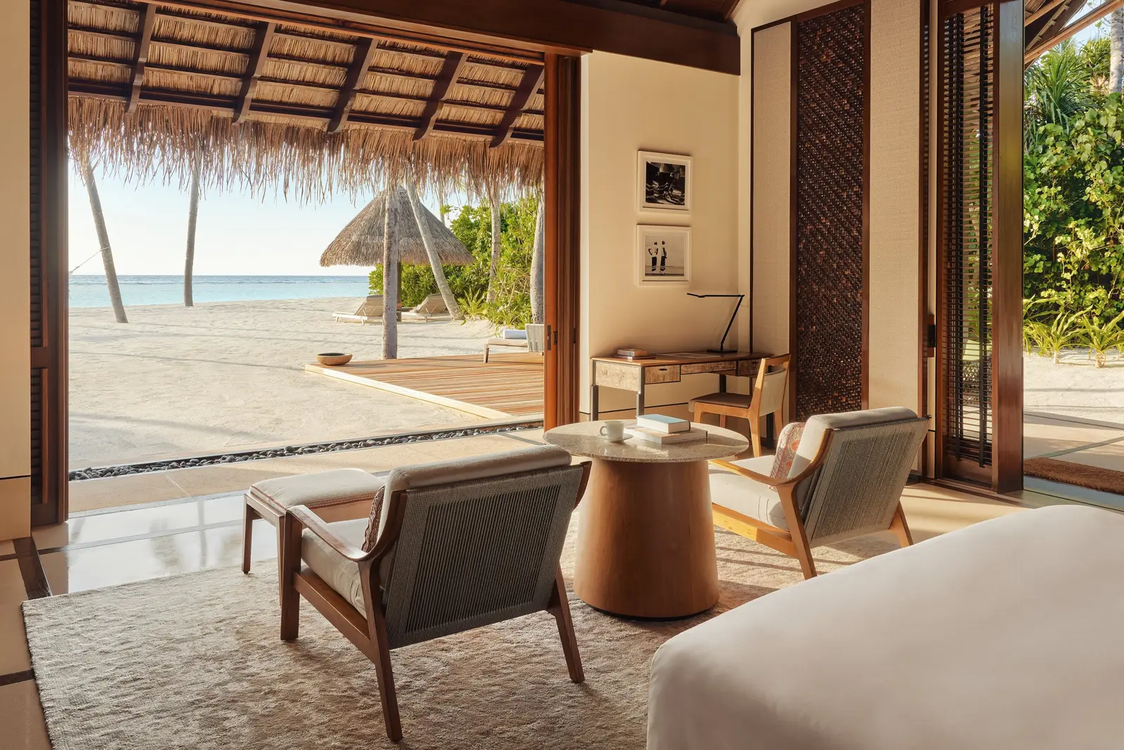 A Beach Villa’s sitting room, open to the beach