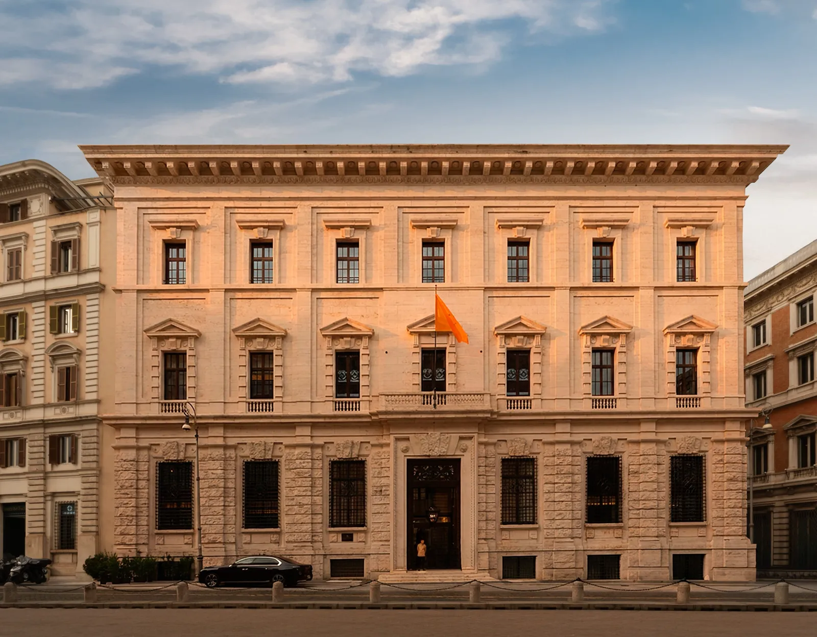 Corinthia Rome’s façade on Piazza del Parlamento