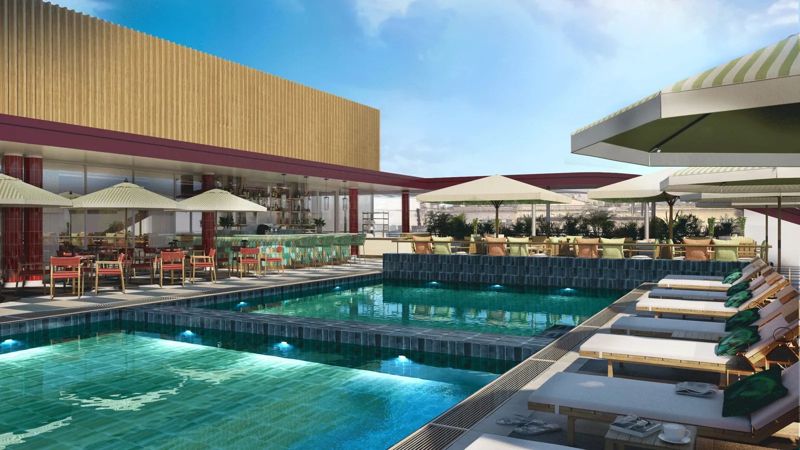Hyatt Regency Rome Central’s rooftop pool, in a rendering
