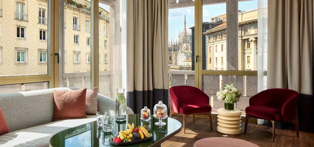 A Tivoli President sitting room with the Duomo’s spires through the window