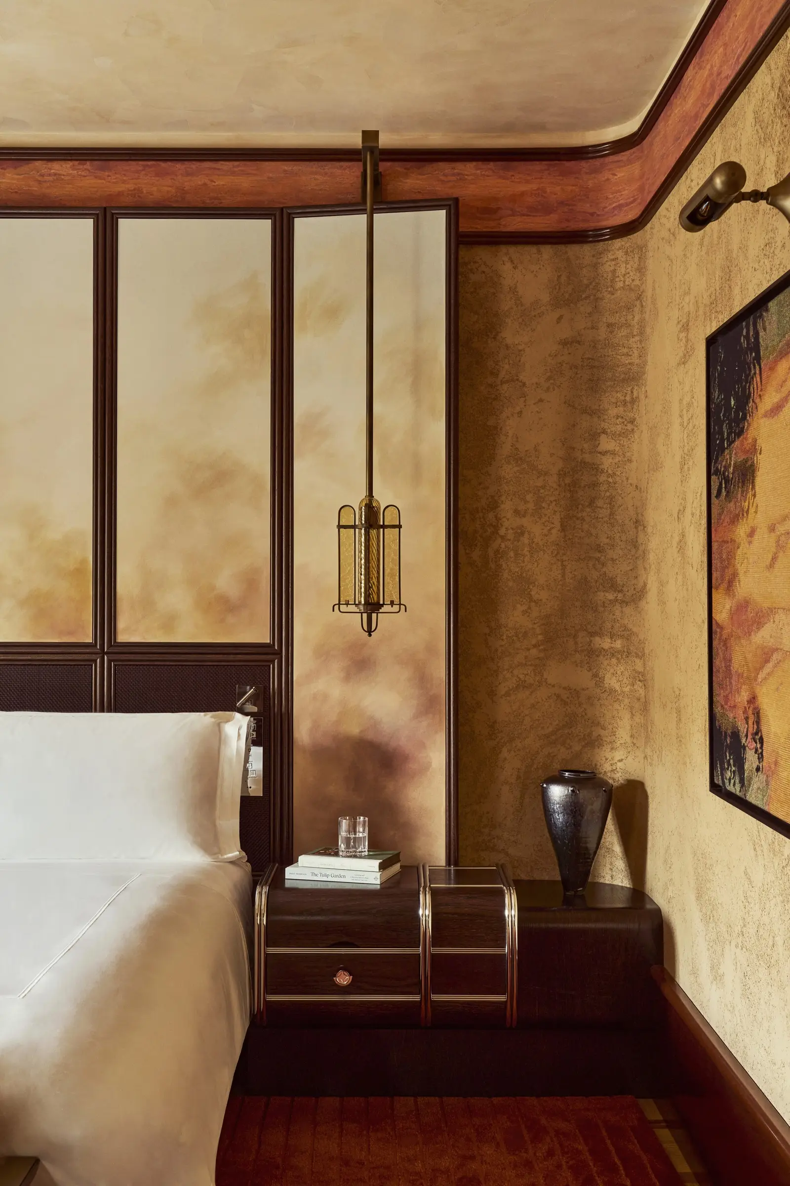 A Superior Room with a white bed and the curtained window wall